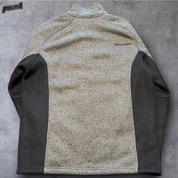 Spyder Full Zip Sweater Jacket Mens XL Gray Black Fleece Lined 186404 Fall F18 - Picture 2 of 12